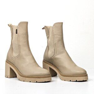Nero Giardini Wmn Ivory Fine Italian Leather Heel Chelsea Boots sz 7.5US EUR 38